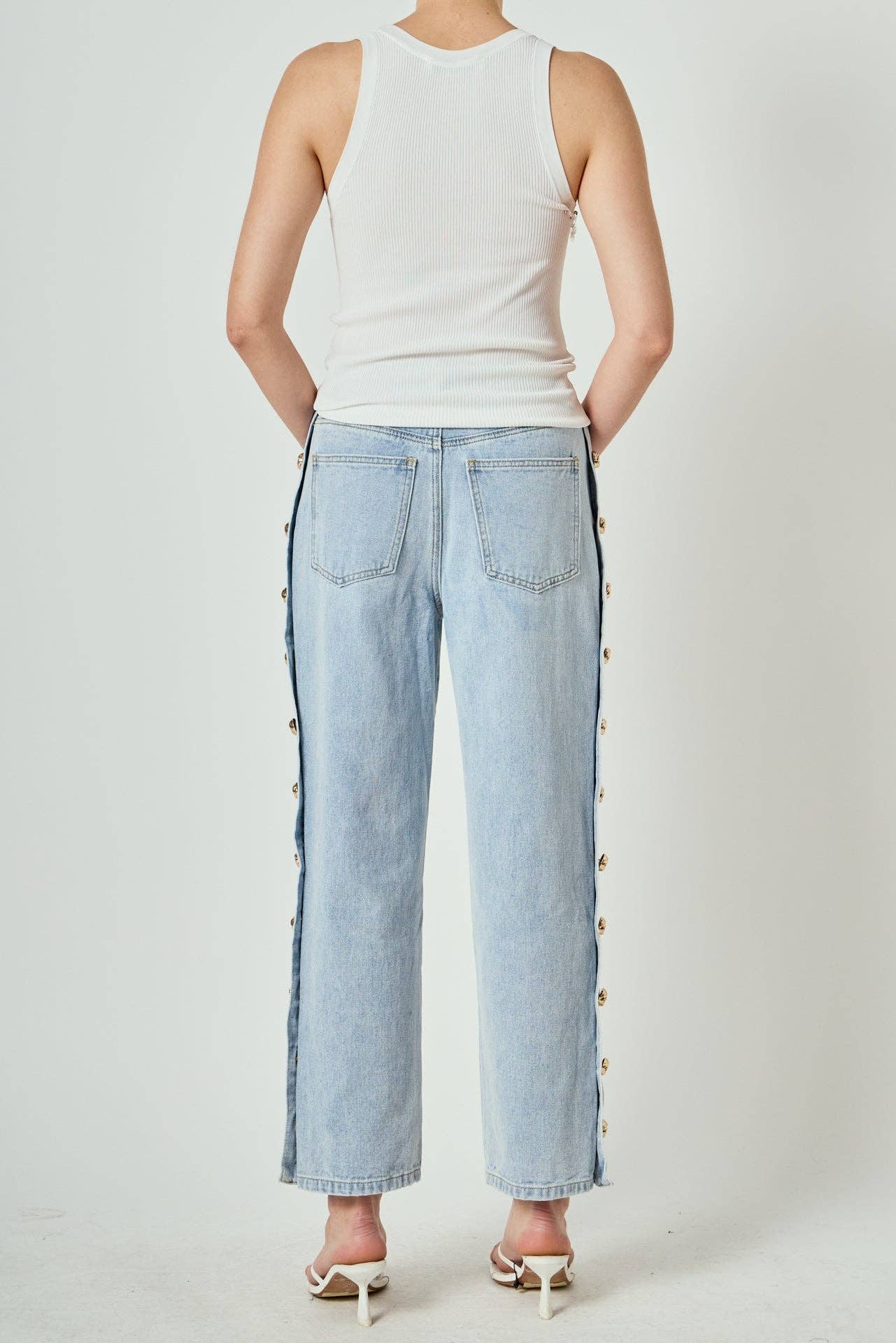 Gold Studded Jeans - Light Wash