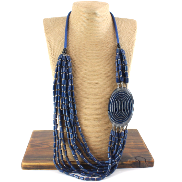 Navy Beaded Necklace