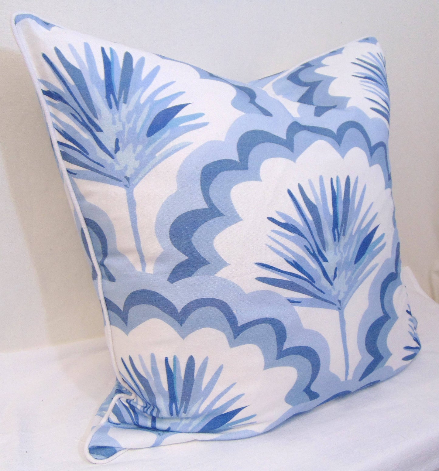 Blue Palm Fronds Pillow