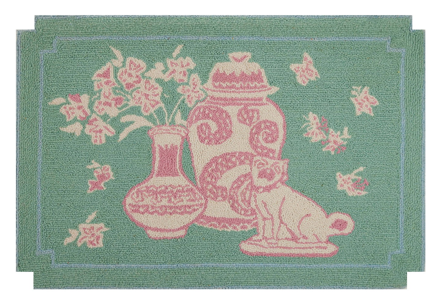 Dog Vase Rose Shaped Hook Rug