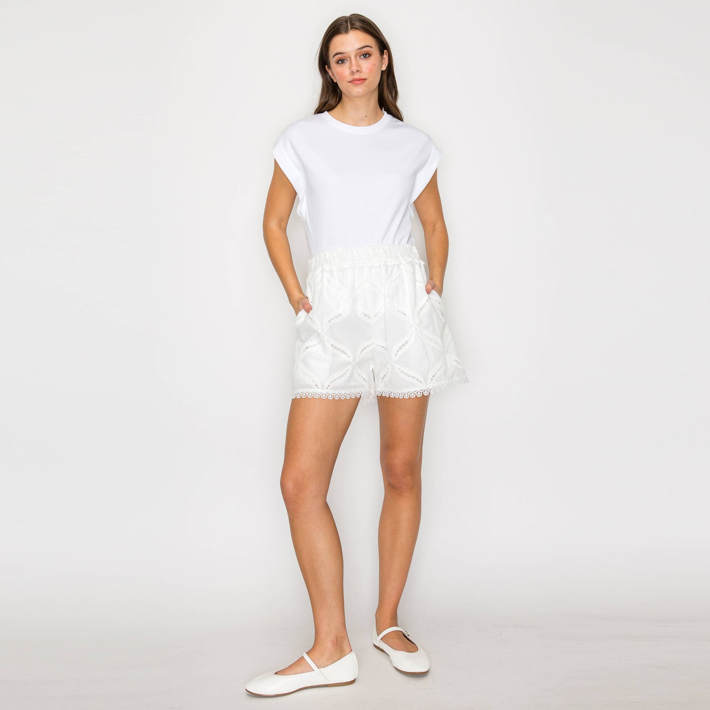 White Lace Shorts