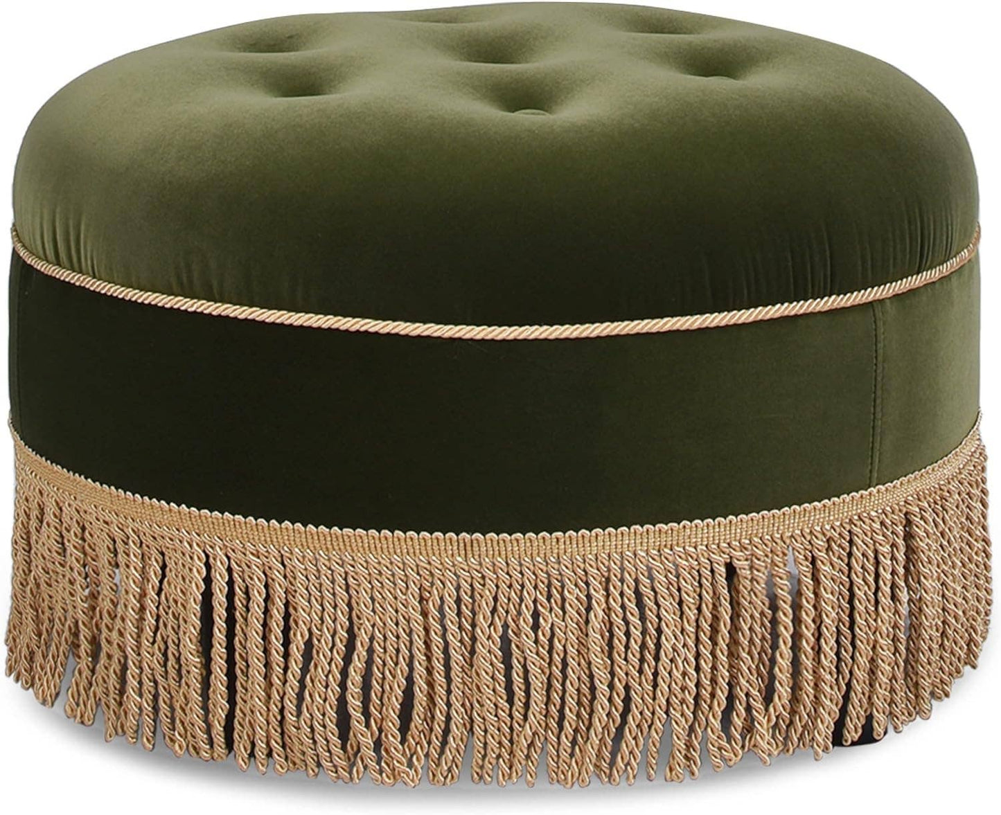 Yolanda 24" Round Upholstered Accent Ottoman: Alabaster Off White
