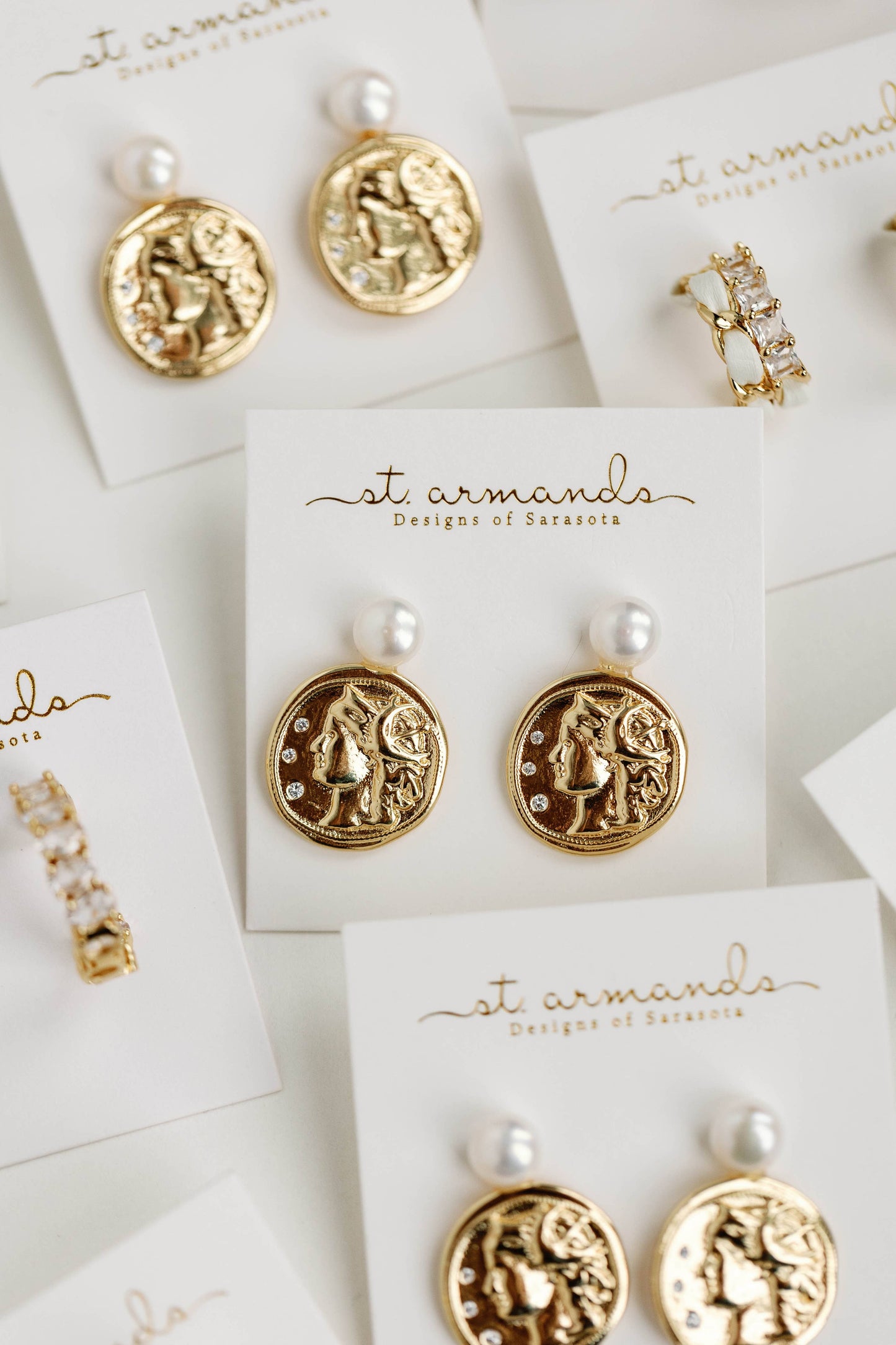 Gold Coin & Pearl Earrings