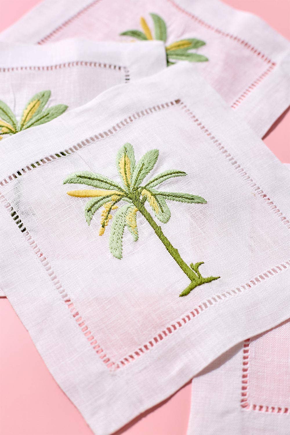 Palm Embroidered Cocktail Napkins