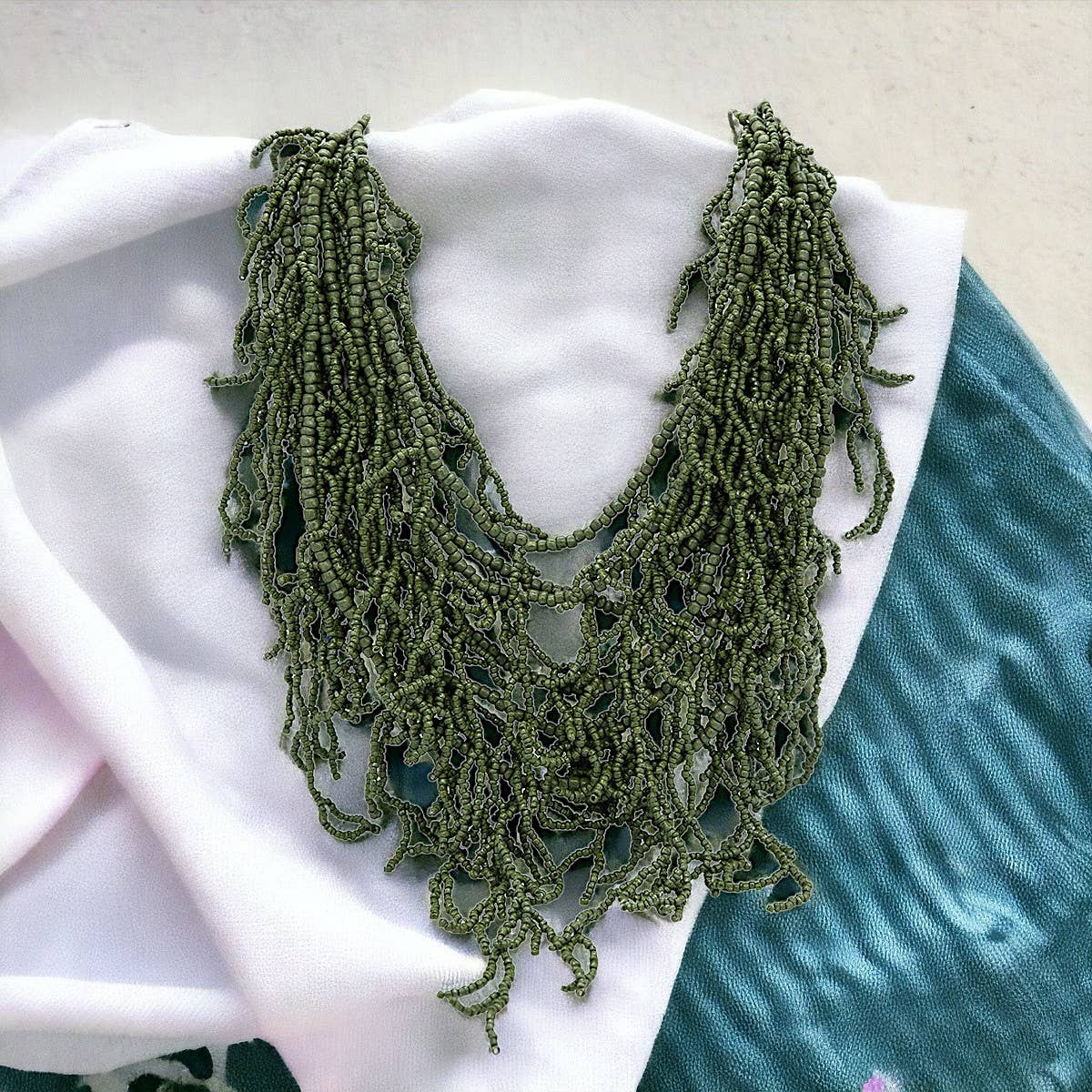 Khaki Coral Beaded Necklace