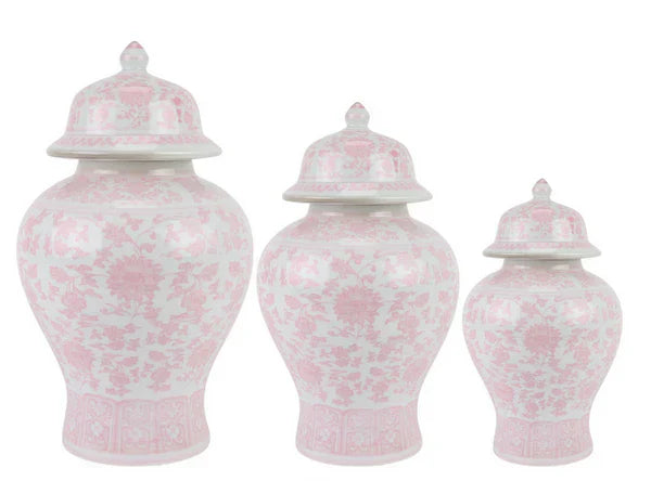 Pink & White Ginger Jar - group of 3