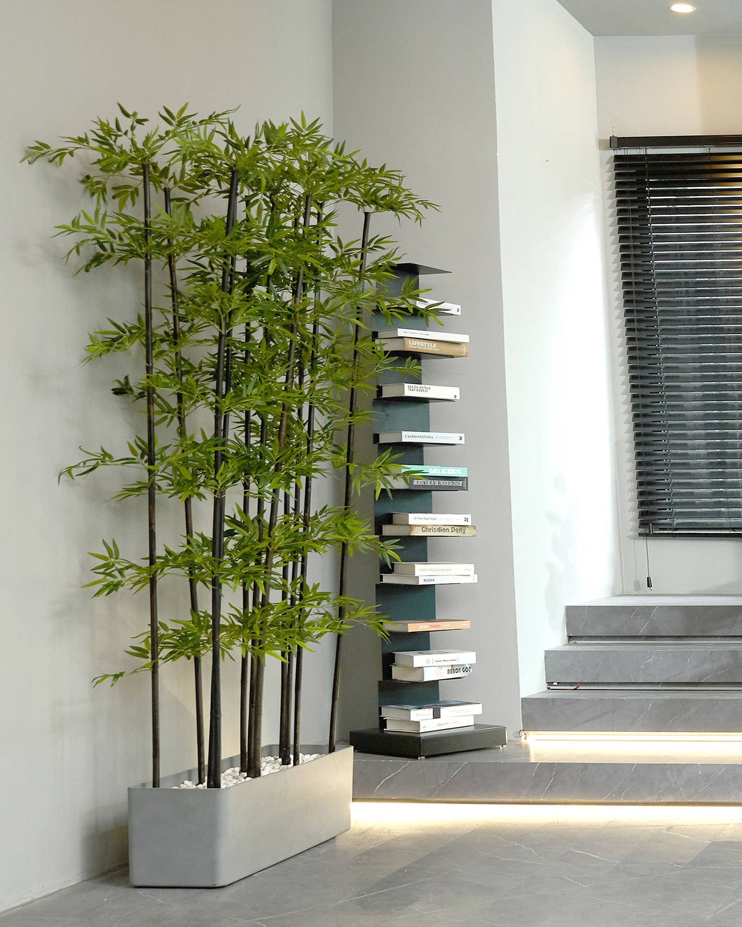 Bamboo Plant in Grey Planter 84"