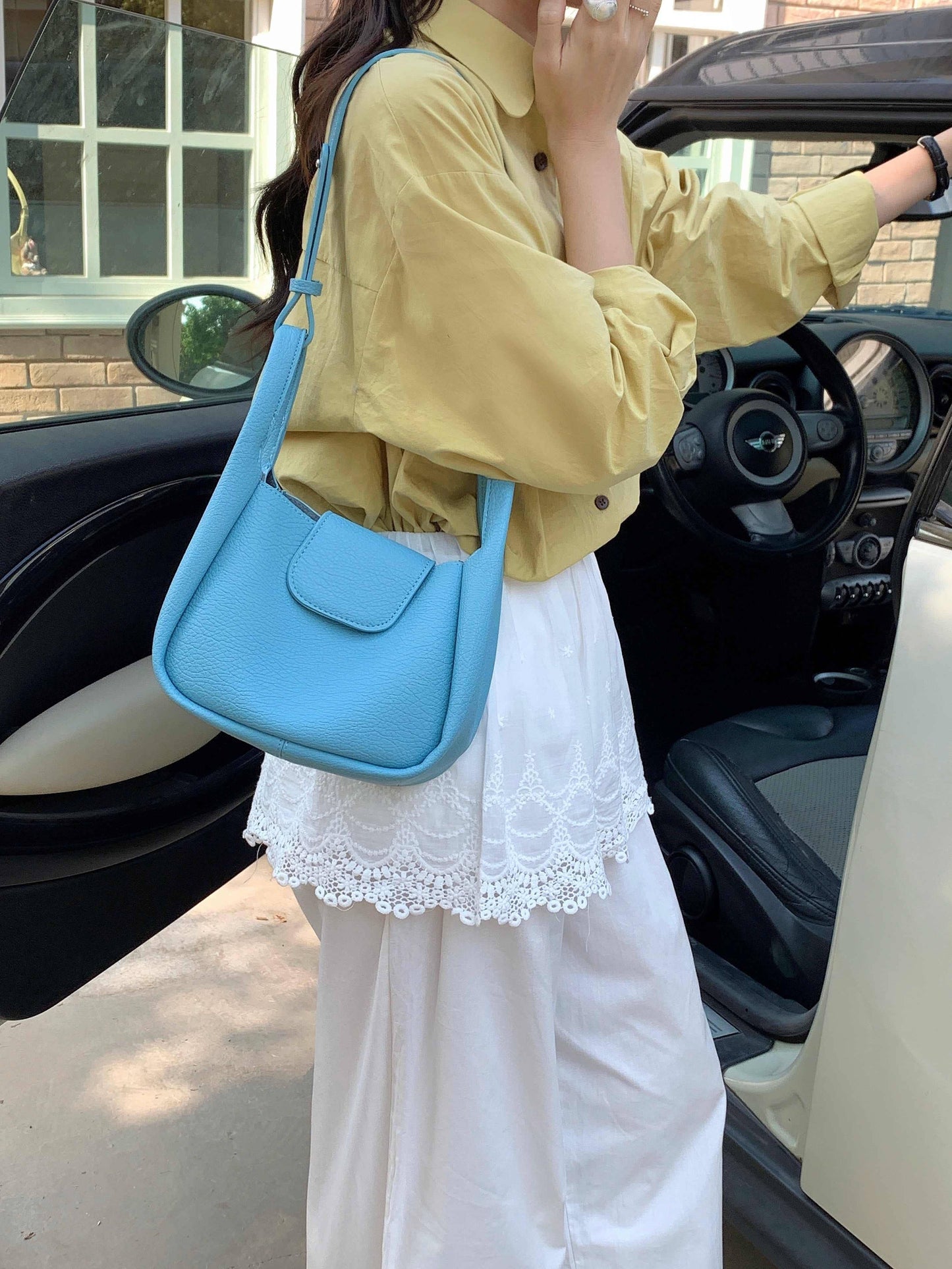 Sky Blue Leather Bag