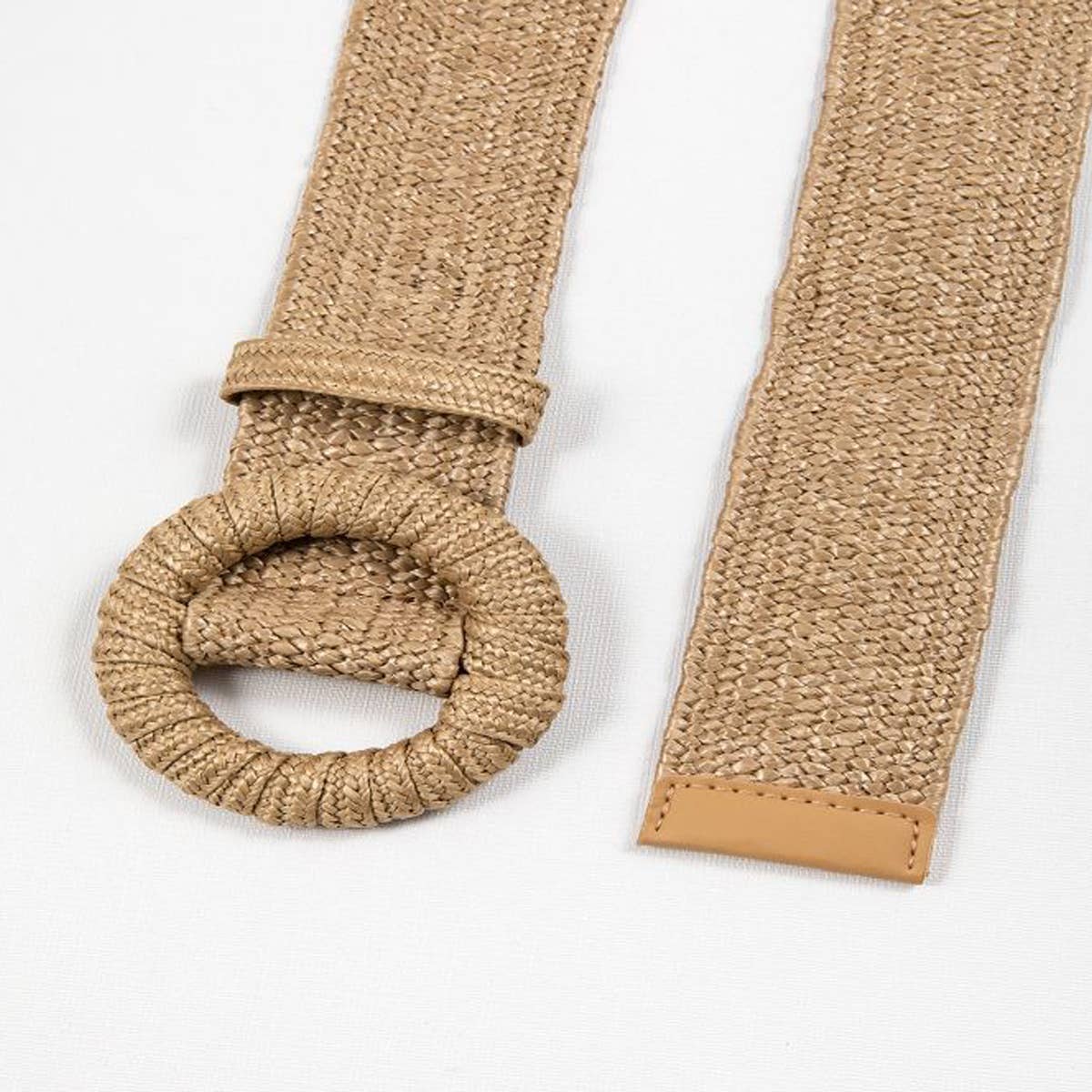 BEIGE BRAIDED ELASTIC BELT