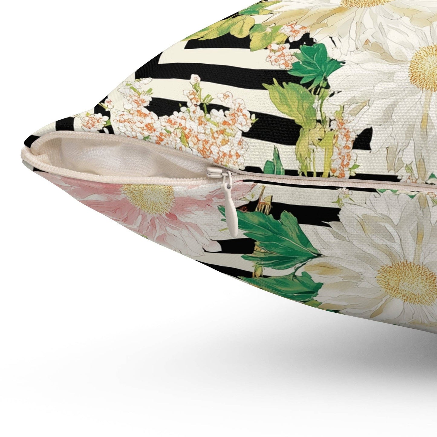 Crane & Dahlia Throw Pillow: 20" × 20"