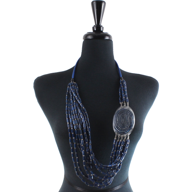 Navy Beaded Necklace