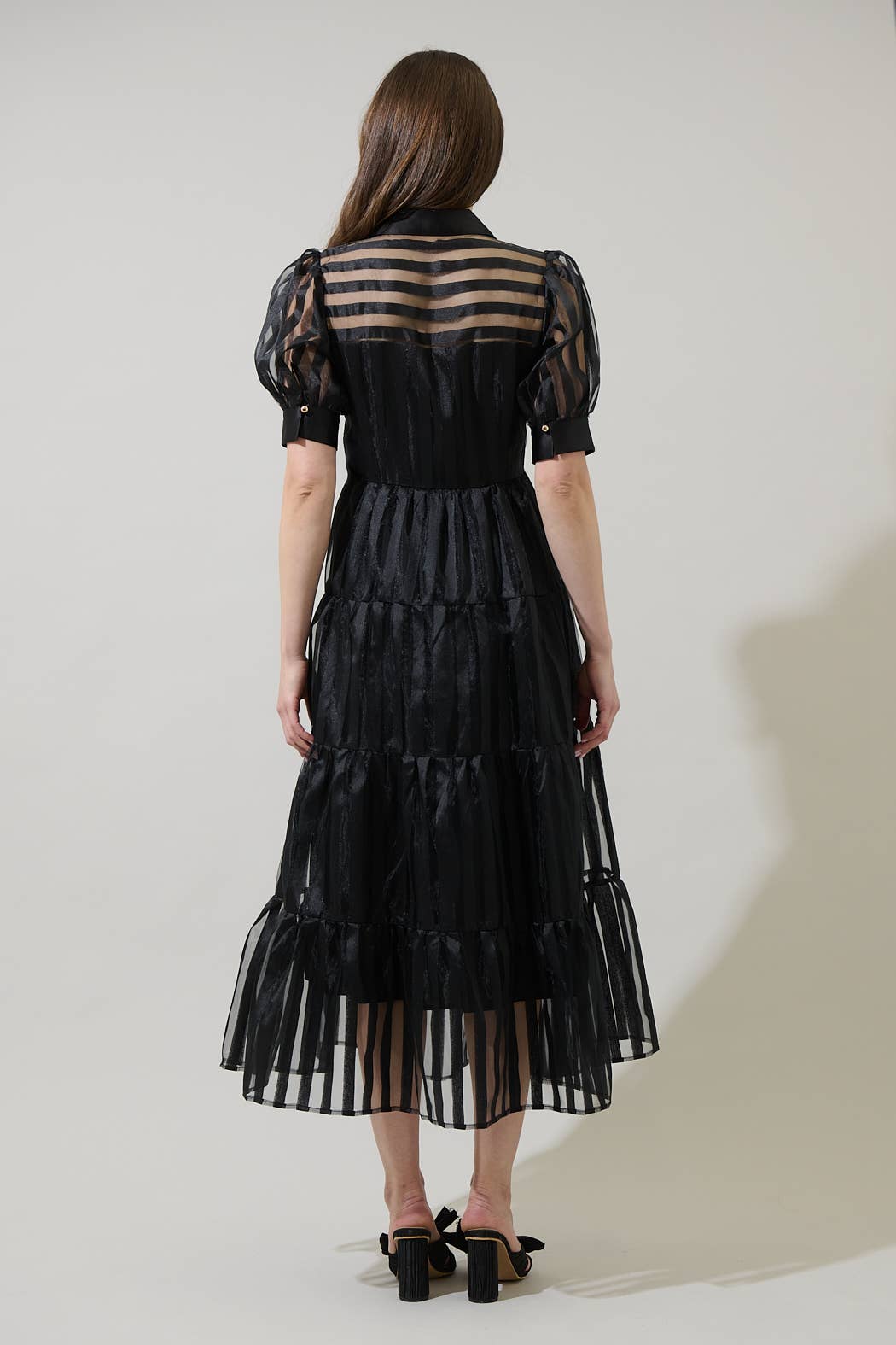 Black Striped Organza Dress