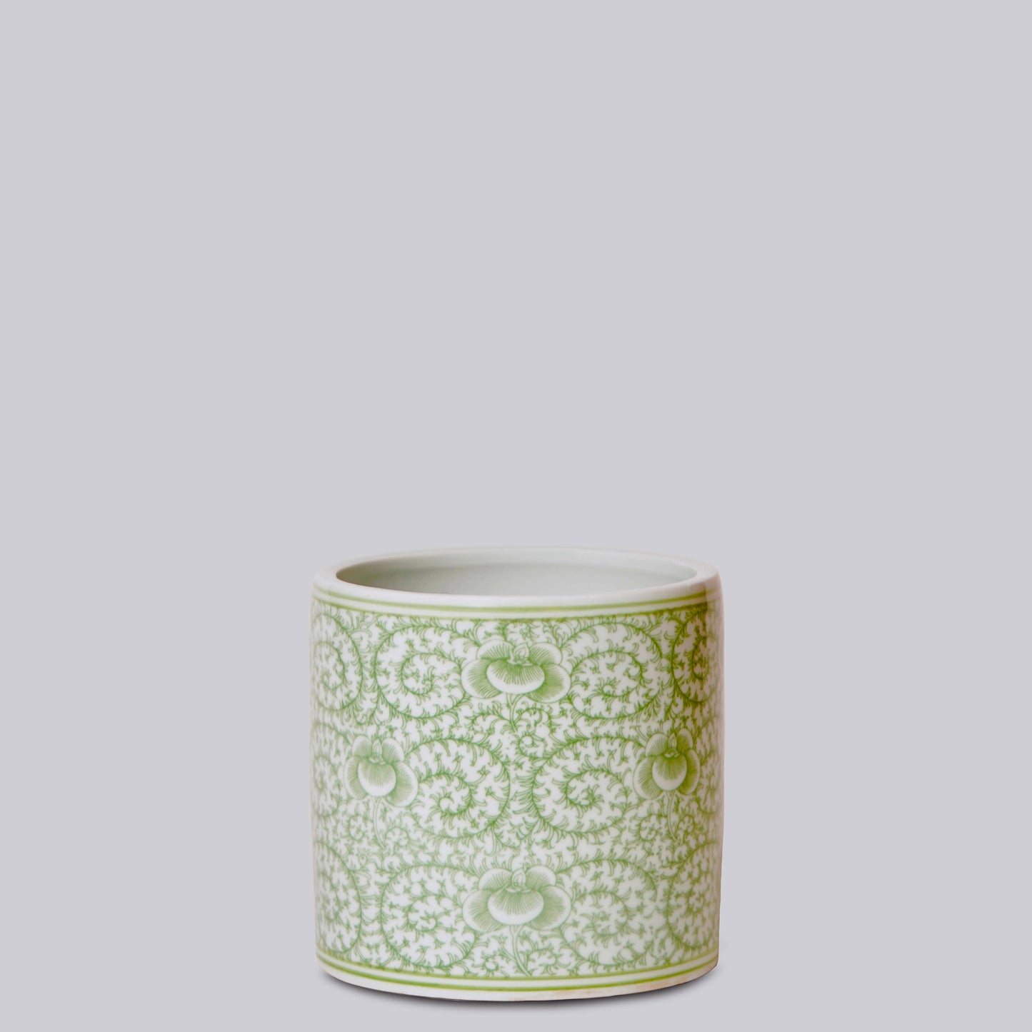 Green & White Peony Cachepot