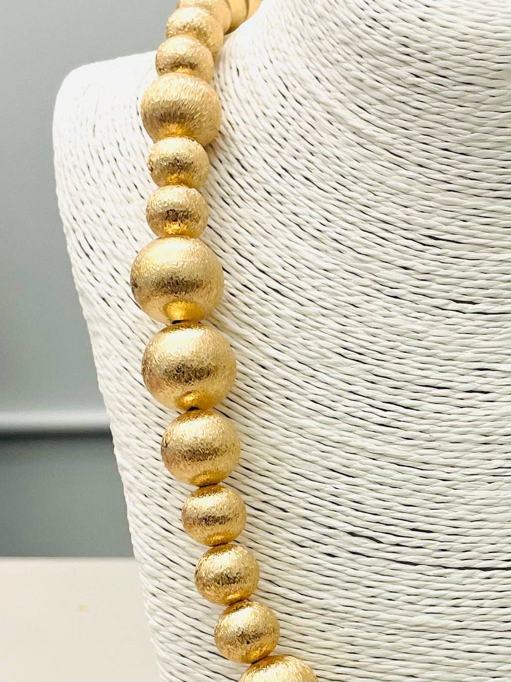 Long Mixed Gold Ball Necklace