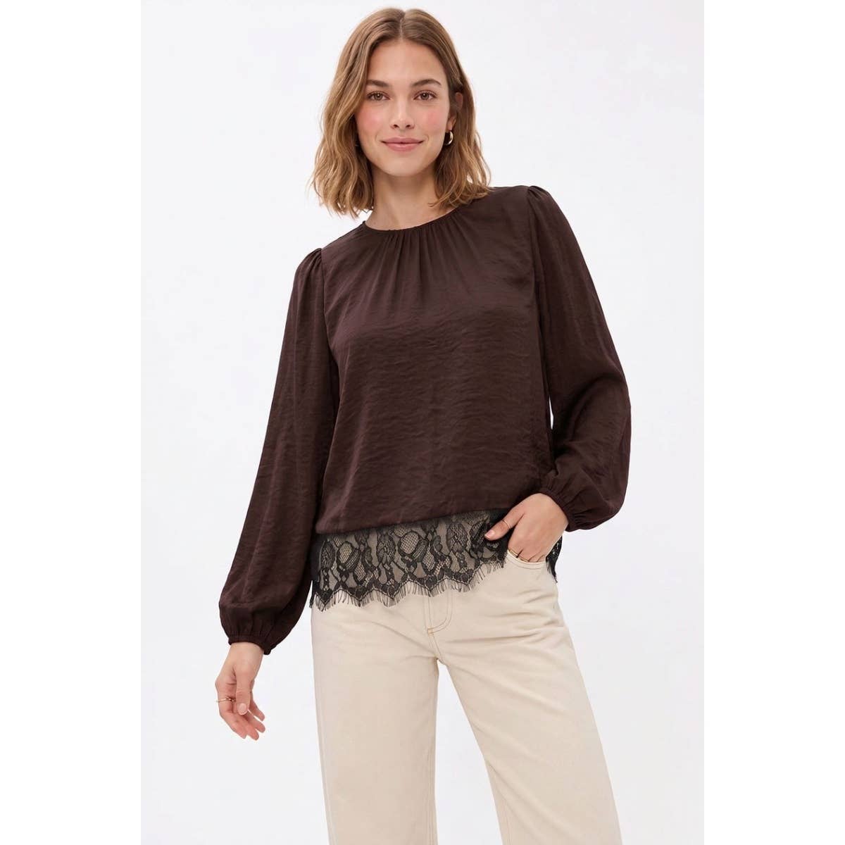 Brown & Black Lace Blouse