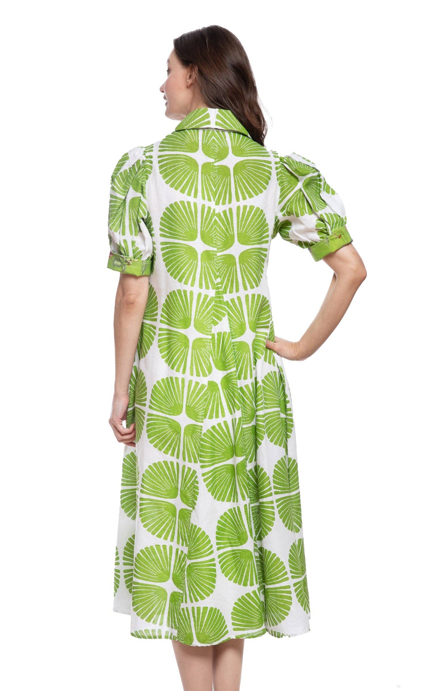 Green & White Palm Fronds Dress