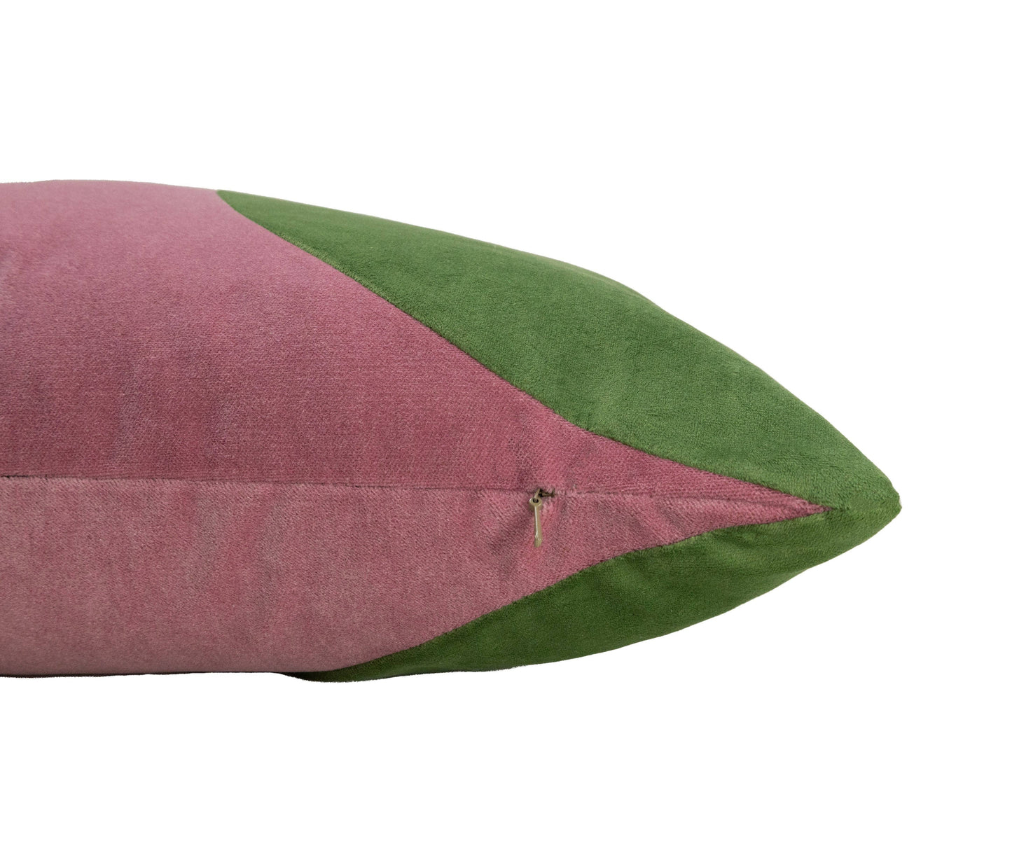 Green & Dusty Rose Velvet Pillow - 22x22"