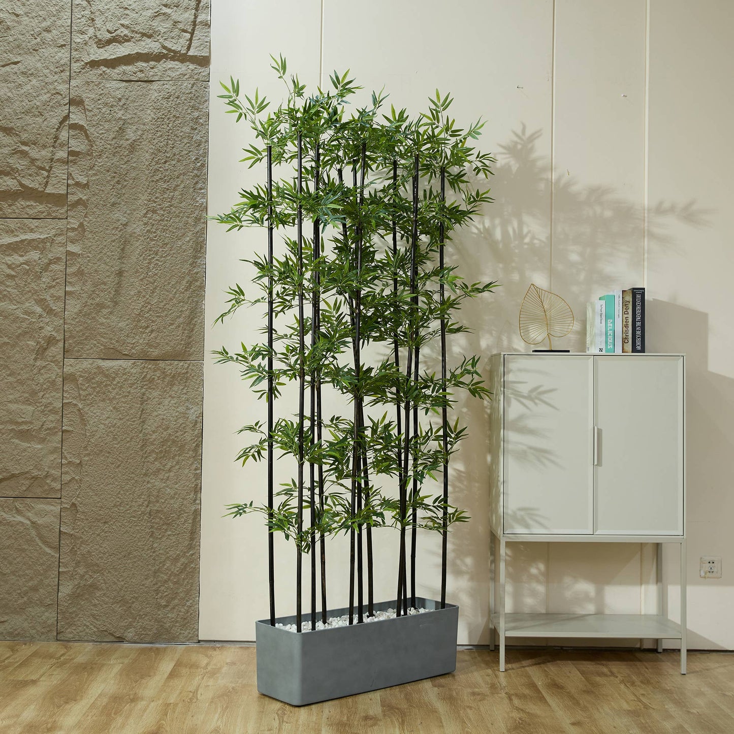 Bamboo Plant in Grey Planter 84"