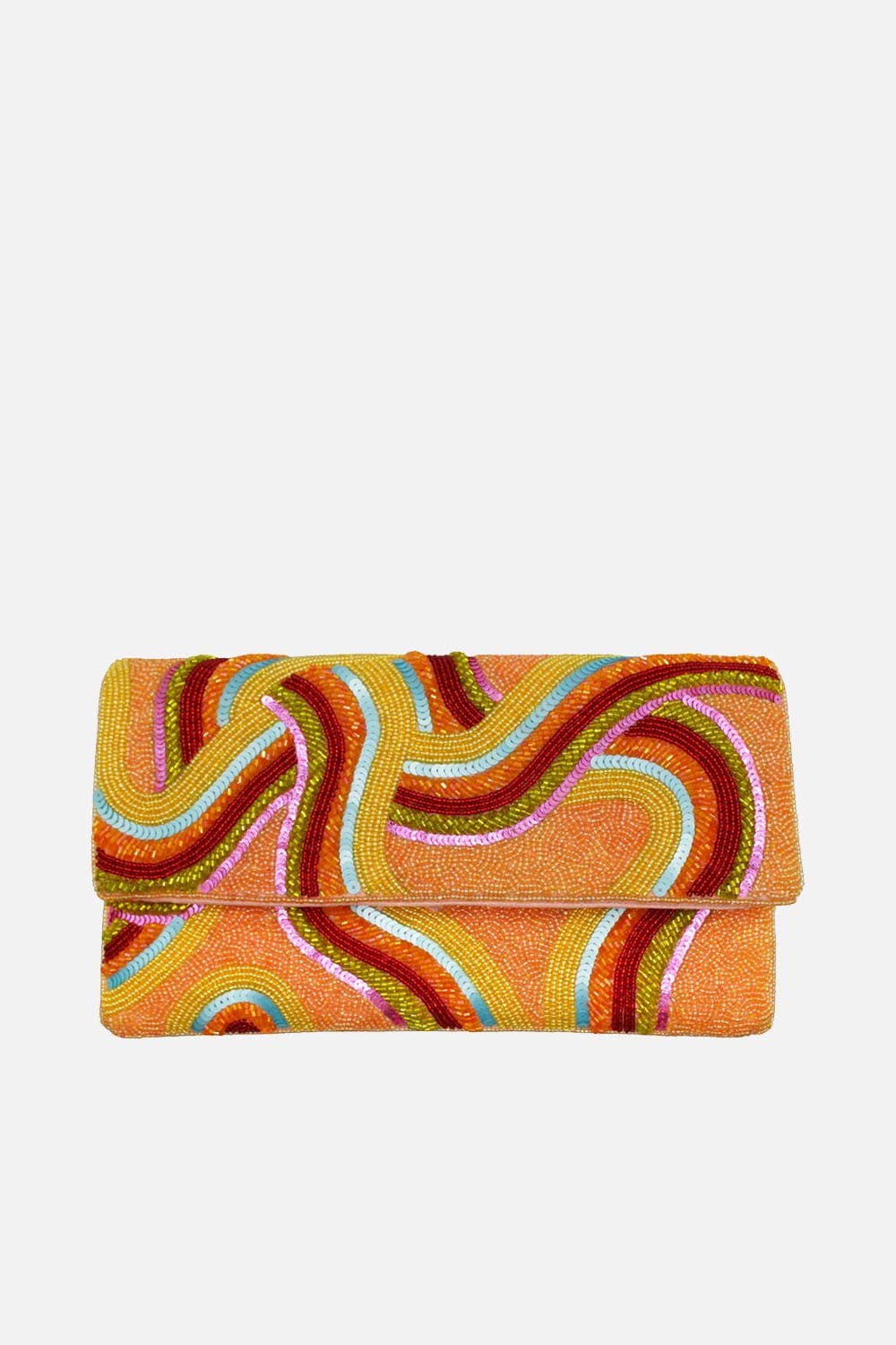 Orange Swirls Beaded Clutch