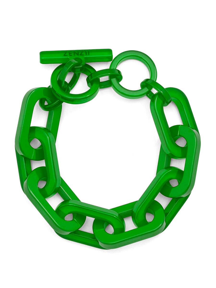 Resin Cable Chain Toggle Bracelet: SAGE