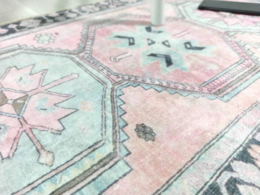 Ziana Pink & Gray Turkish Rug 2x3’