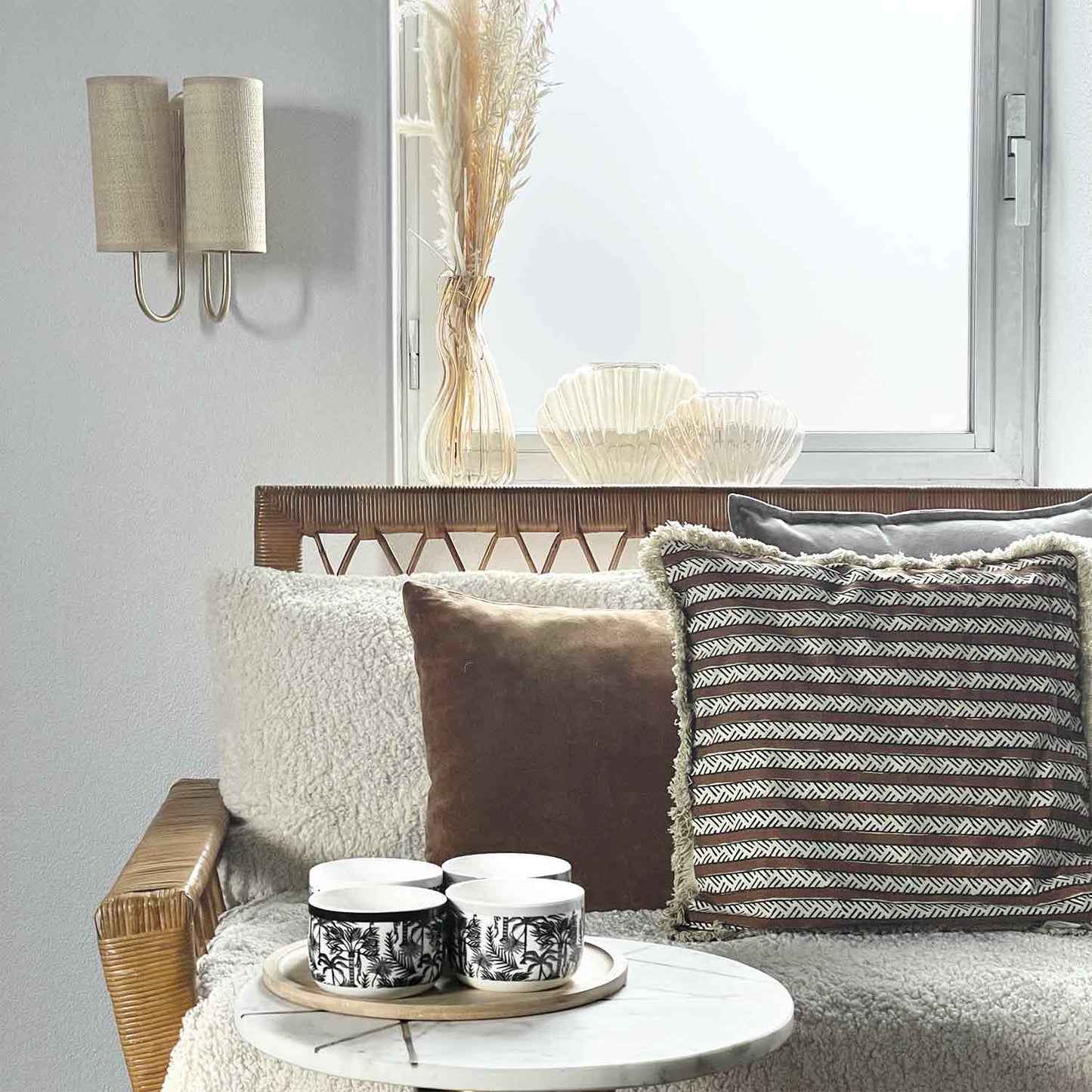 Gold & Rattan Sconce