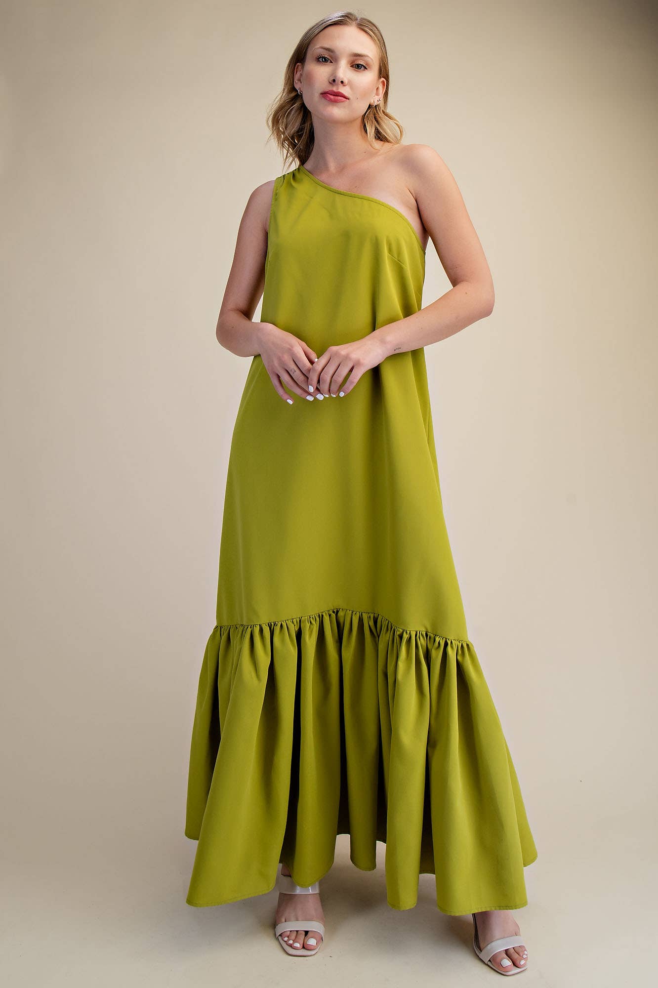 Lime Asymmetrical One Shoulder Dress – Emily's Design Center and Boutique