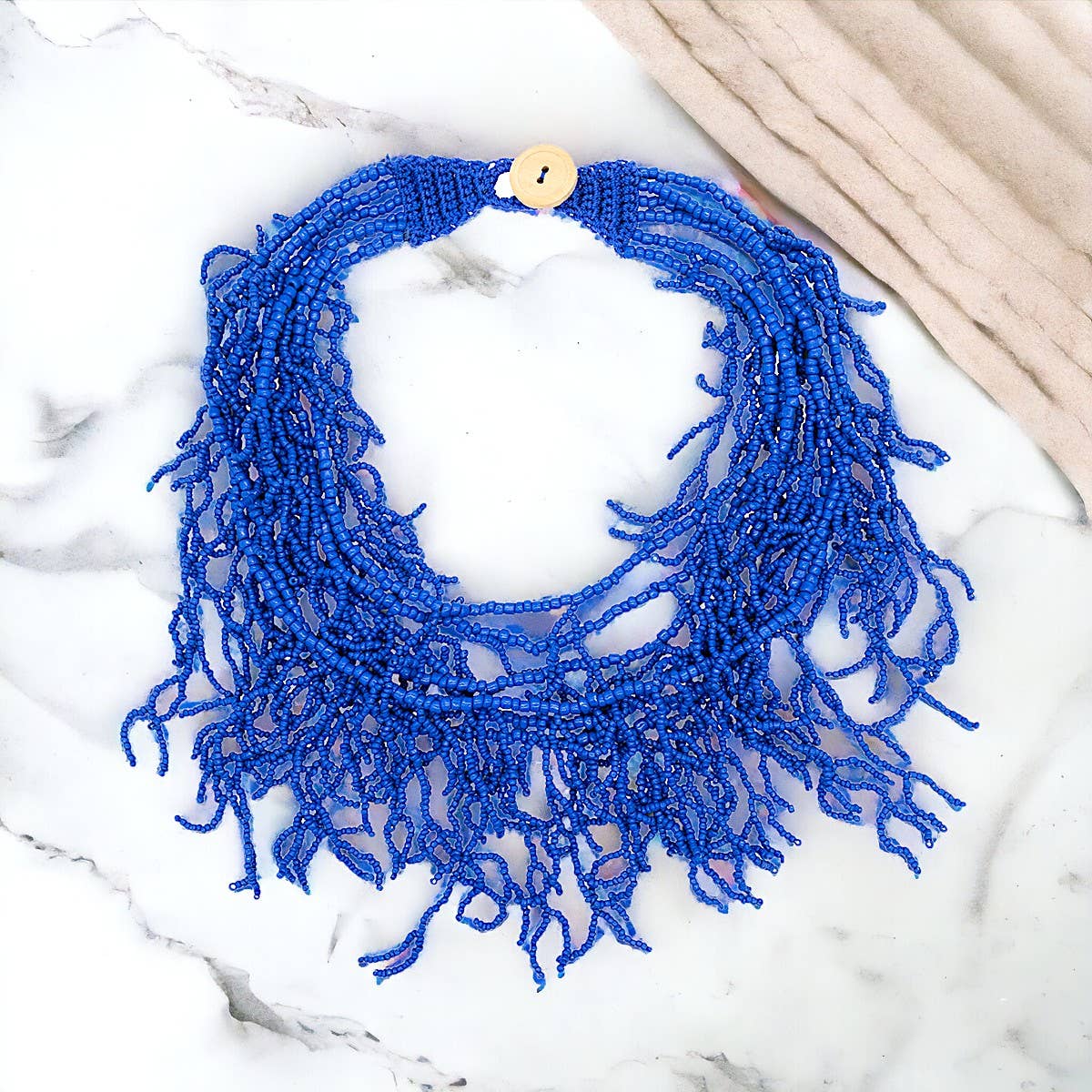 Blue Coral Beaded Necklace