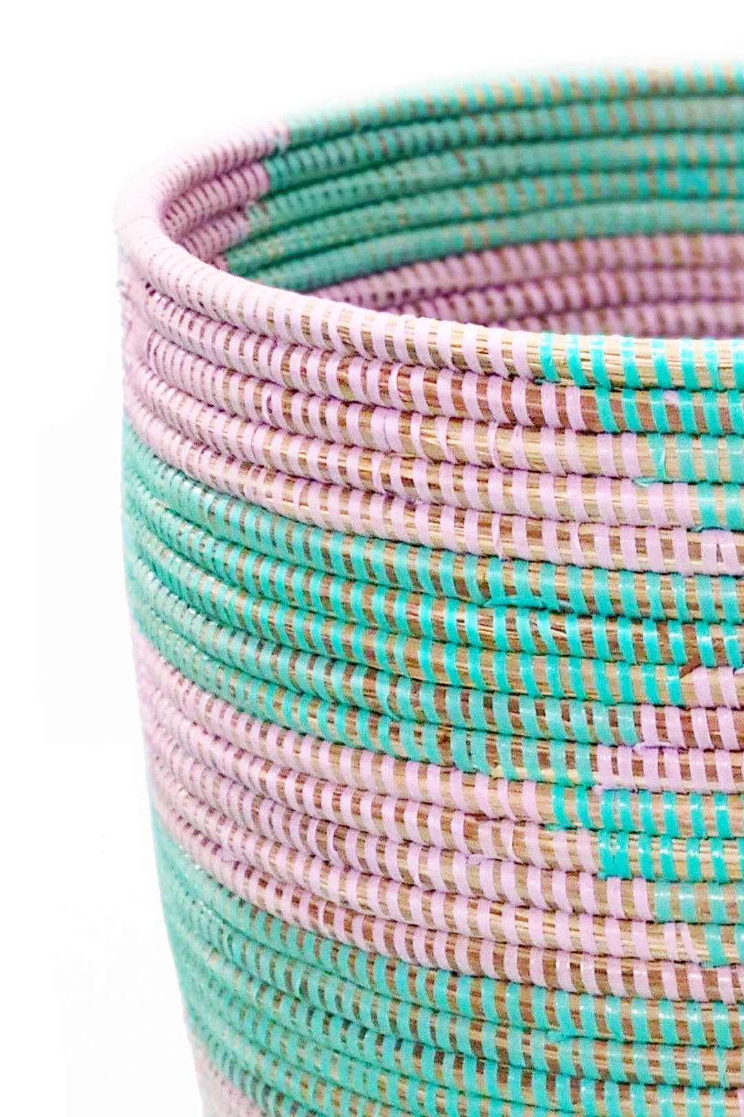 Aqua & Lavender Herringbone Basket