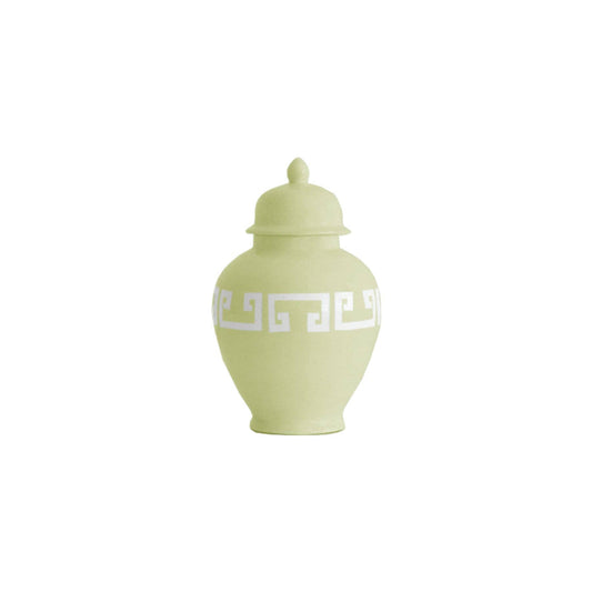 Spring Green Greek Key Ginger Jars: Small