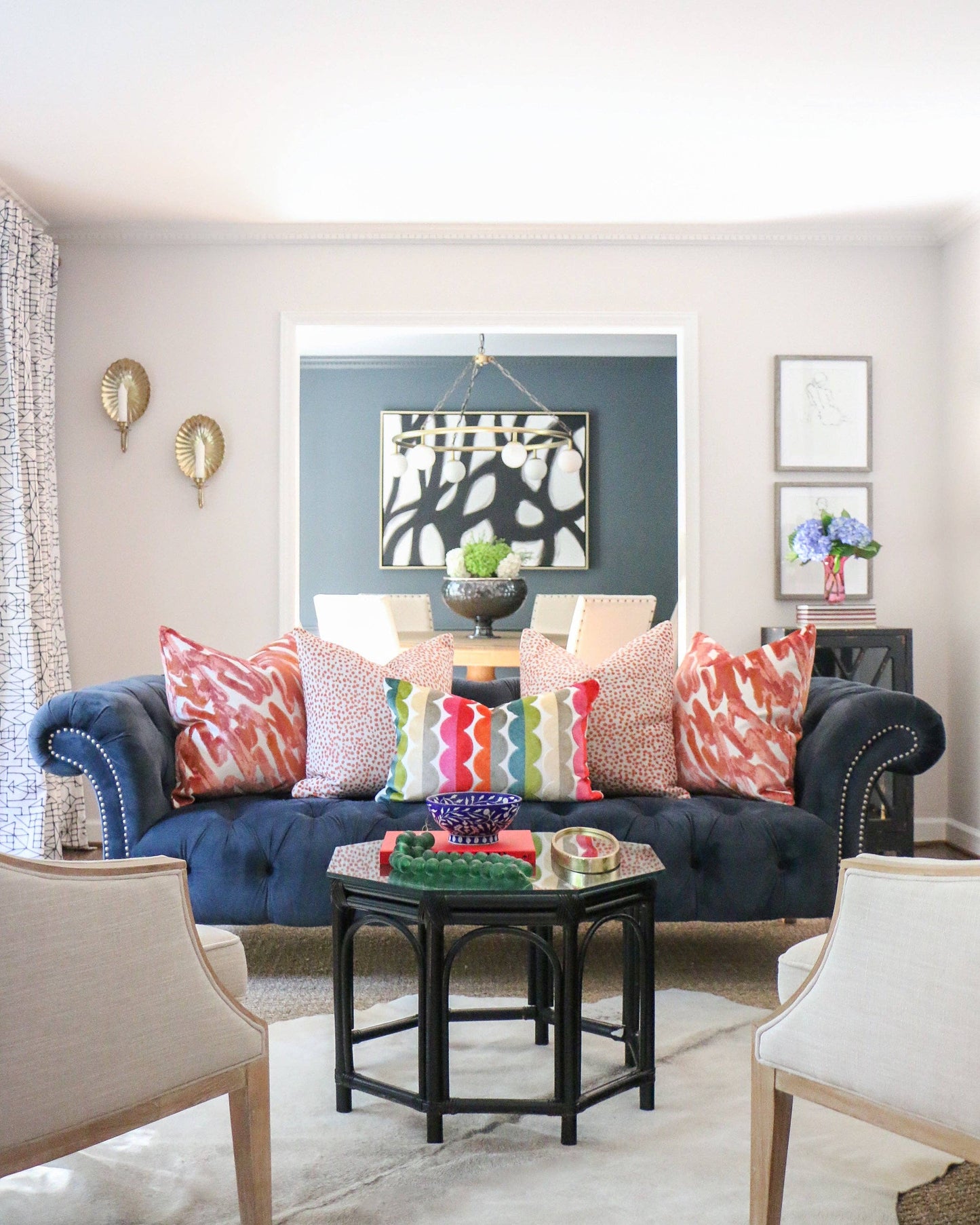 Grace Scalloped  Stripe Velvet Pillow - 22x22"