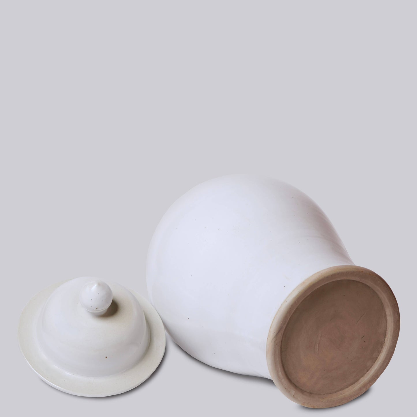 25" Rustic Plain White Porcelain Temple Jar