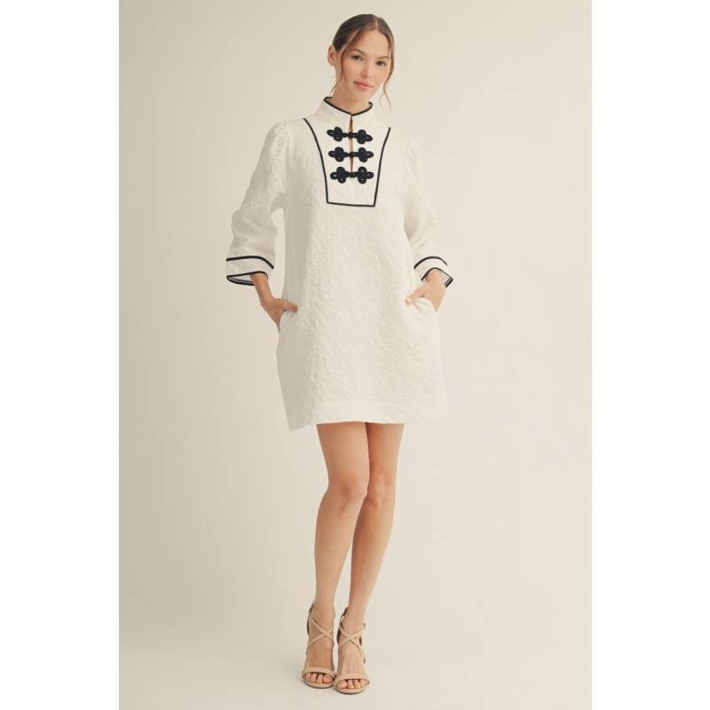 White Floral Jacquard Dress