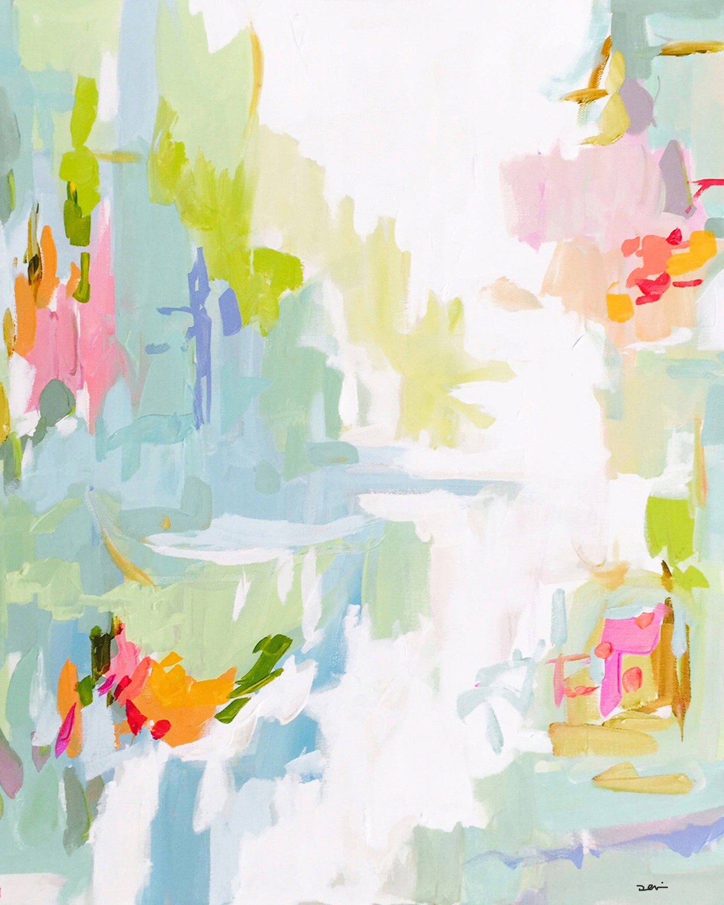 Framed "Lime & Ice" Abstract Print 30" x 40"