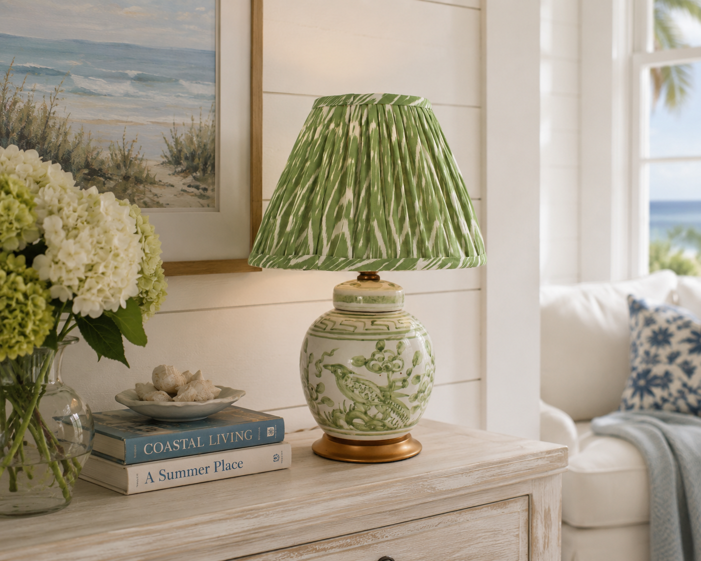 Mini Green & White Jar Lamp