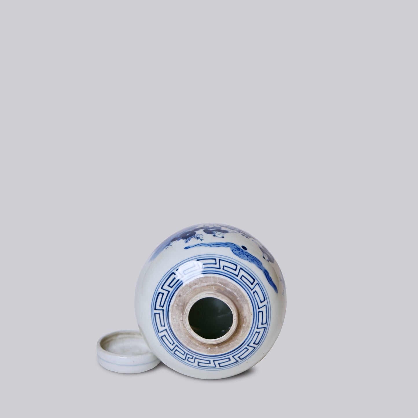 Blue and White Porcelain Playing Children Round Storage Jar