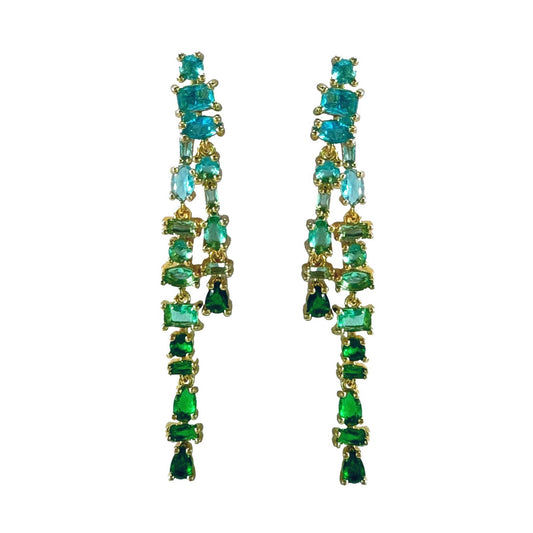 Turquoise & Green Crystal Earrings