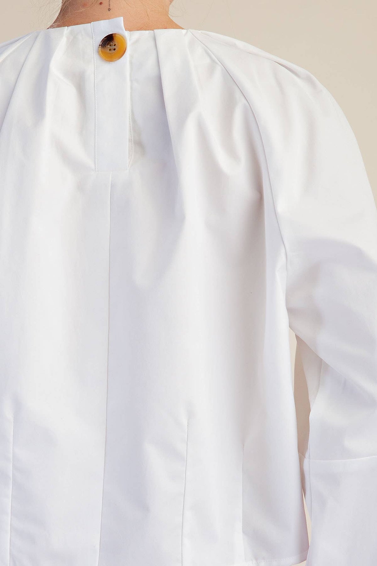 White Balloon Poplin Blouse