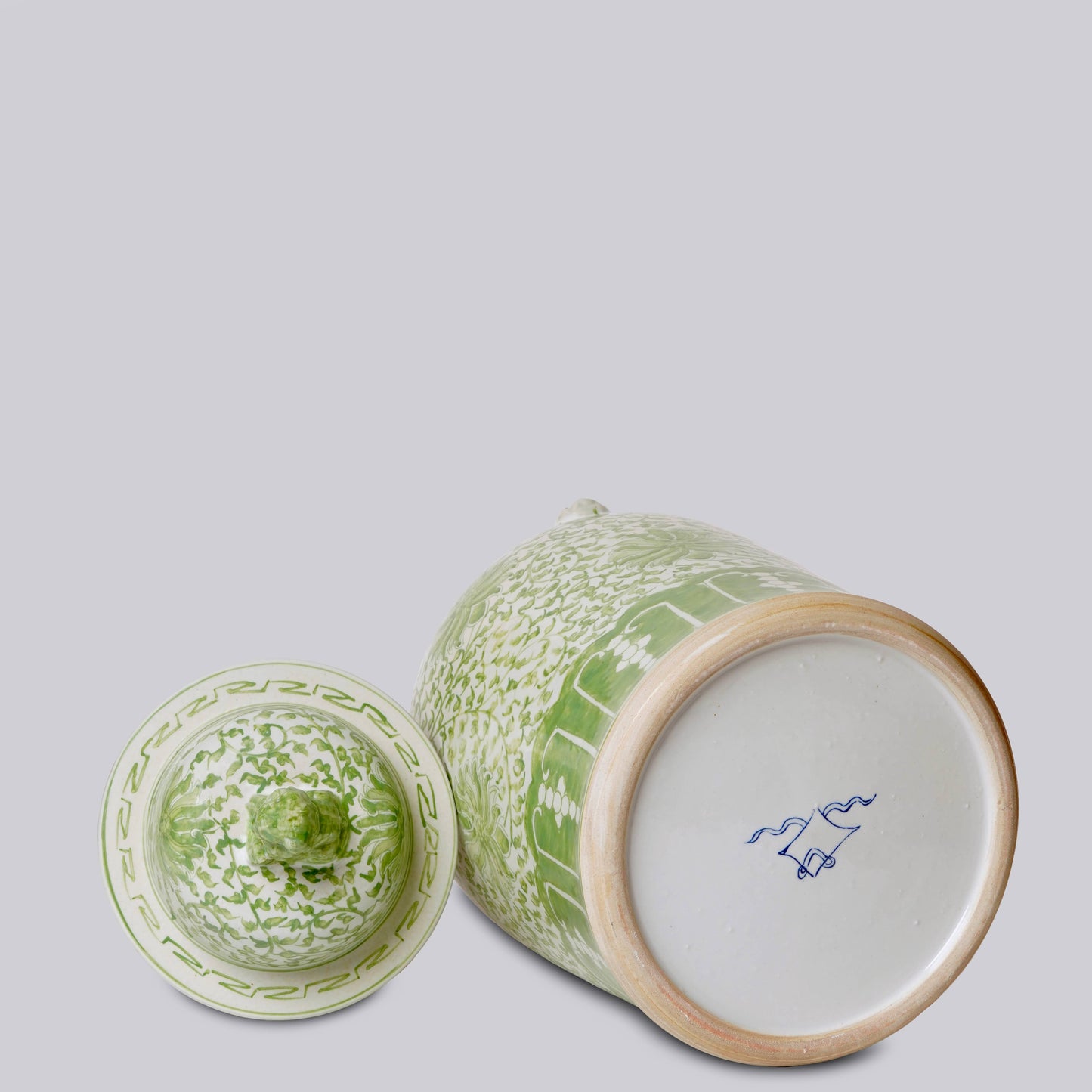 Green & White Chrysanthemum Temple Jar