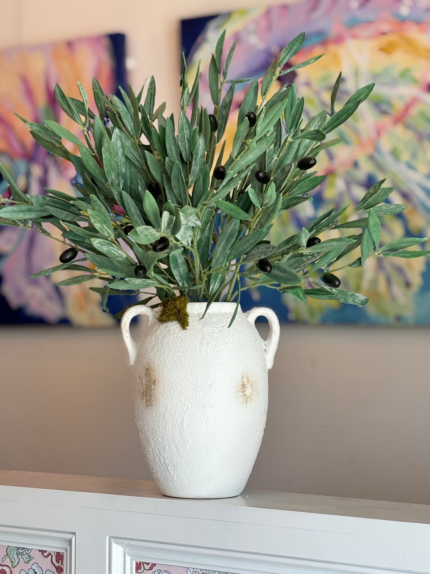 Olive Bush in White Pot