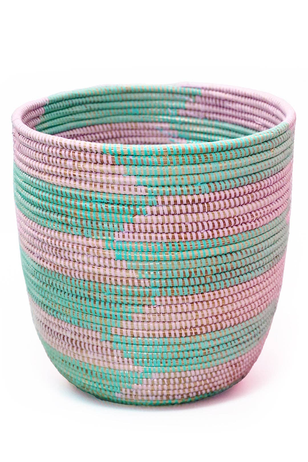 Aqua & Lavender Herringbone Basket