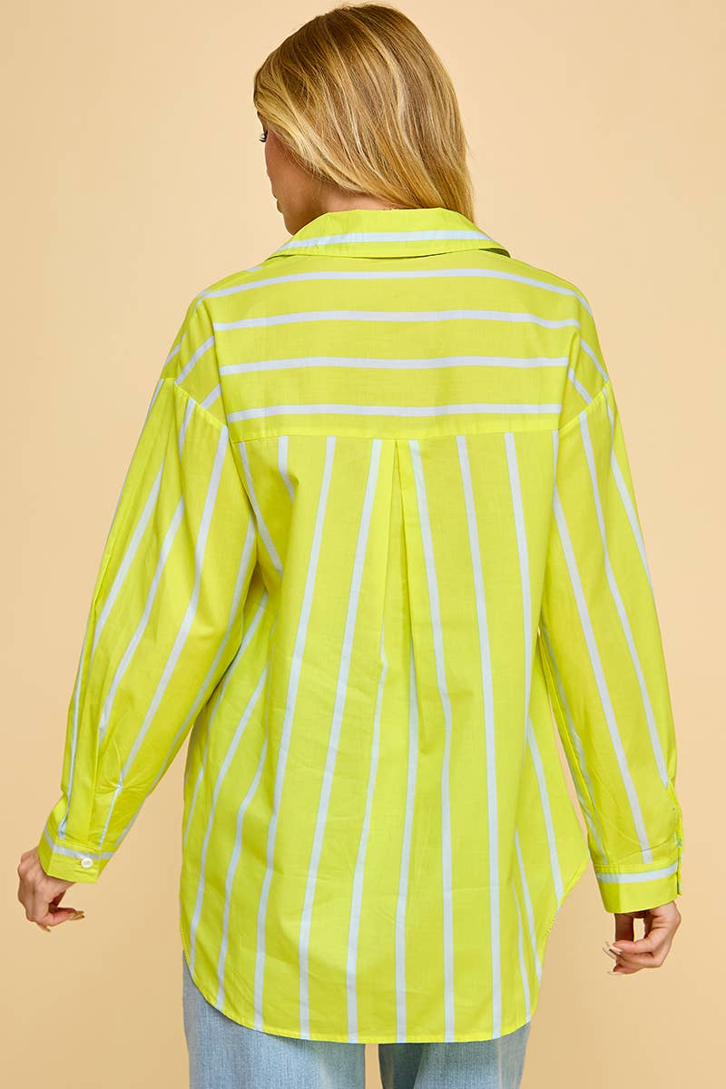 Chartreuse Striped Oxford