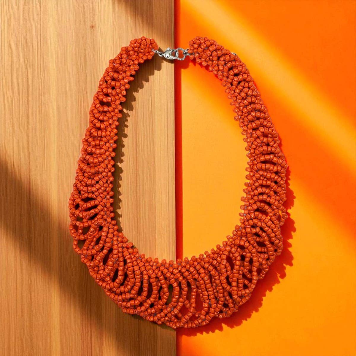Coral Multi Loop Beaded Necklace