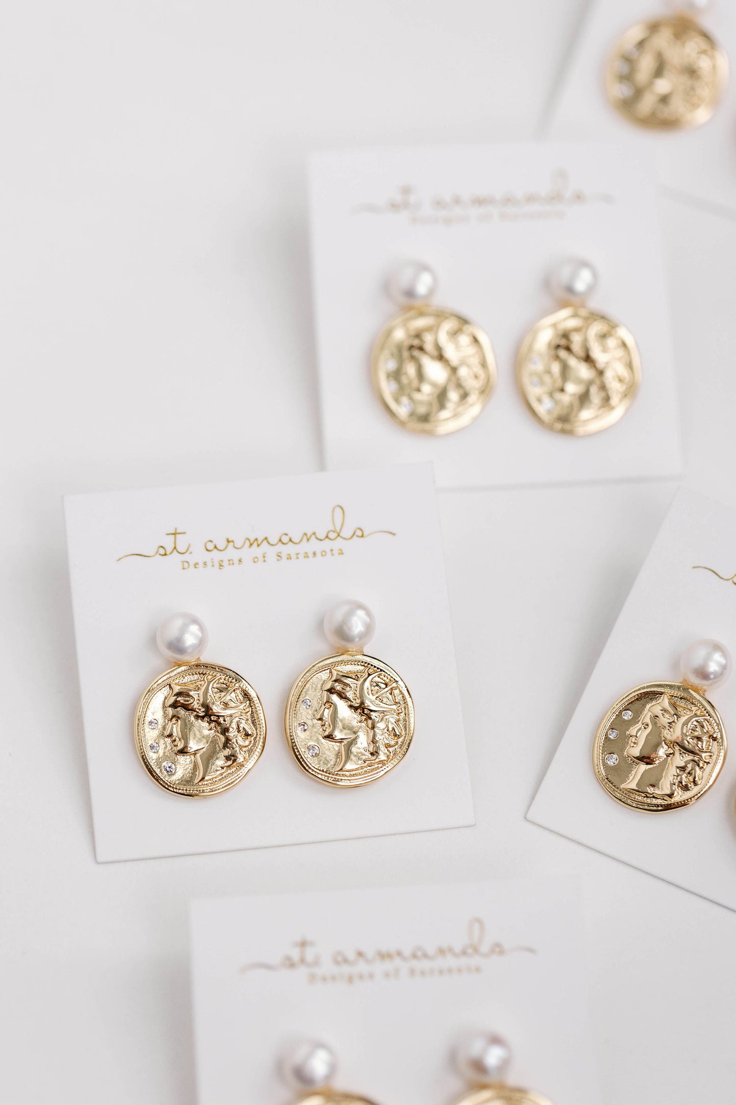 Gold Coin & Pearl Earrings