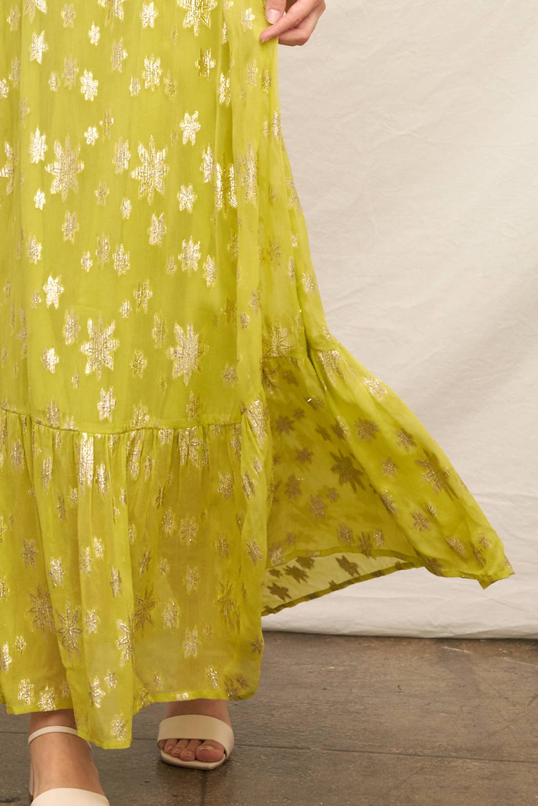 Chartreuse Halter Maxi Dress