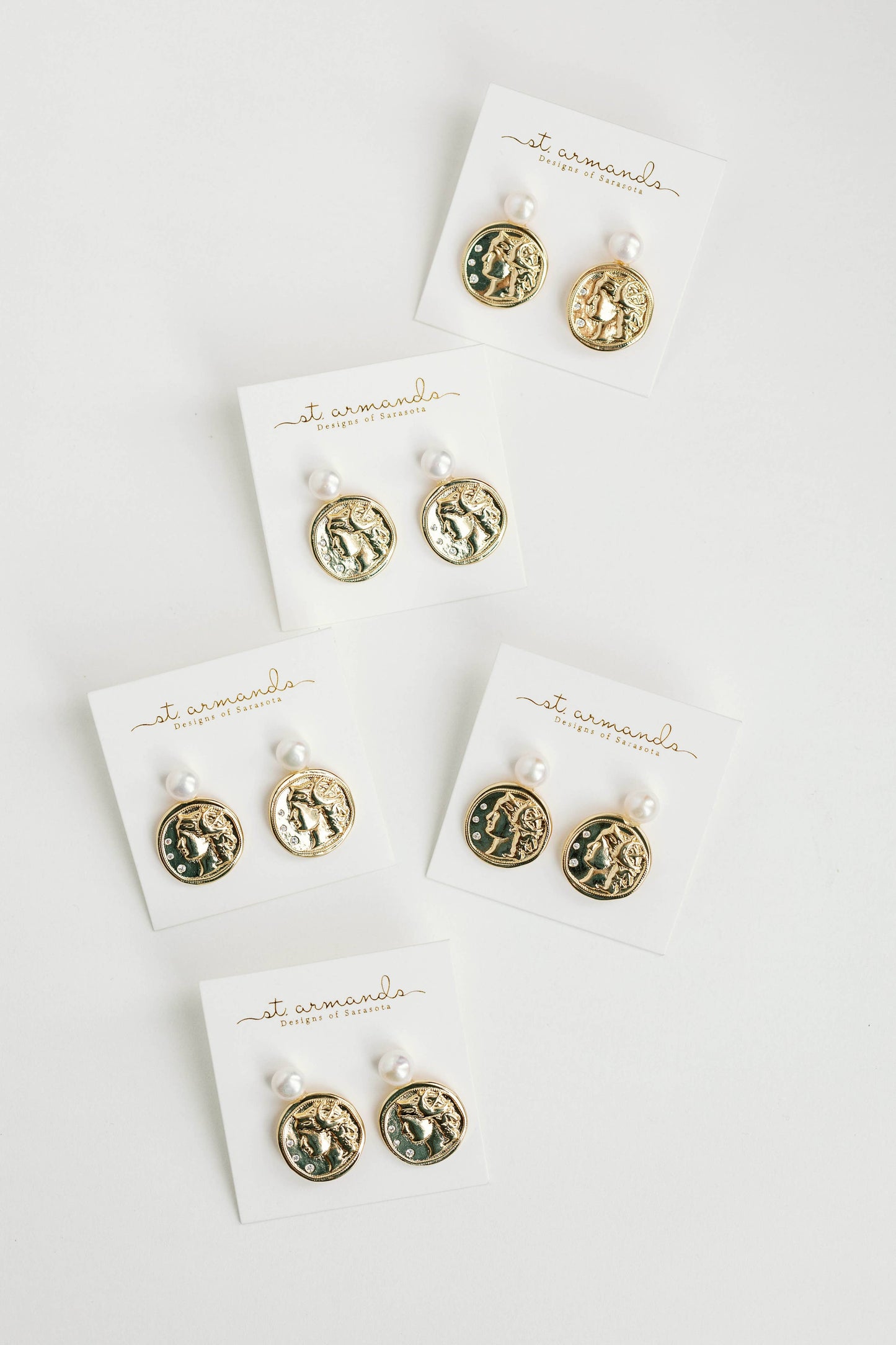 Gold Coin & Pearl Earrings