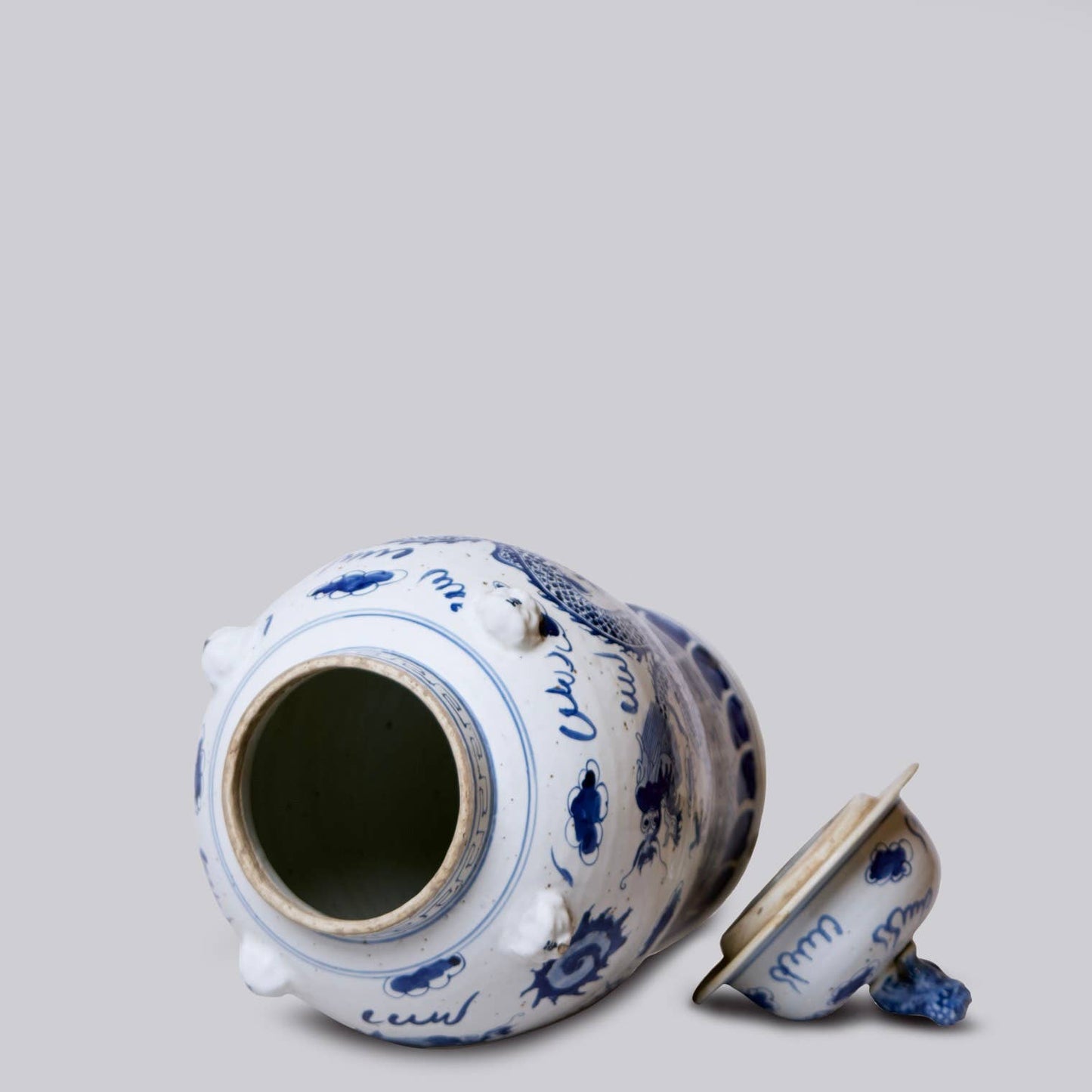 Blue and White Porcelain Dragon Temple Jar