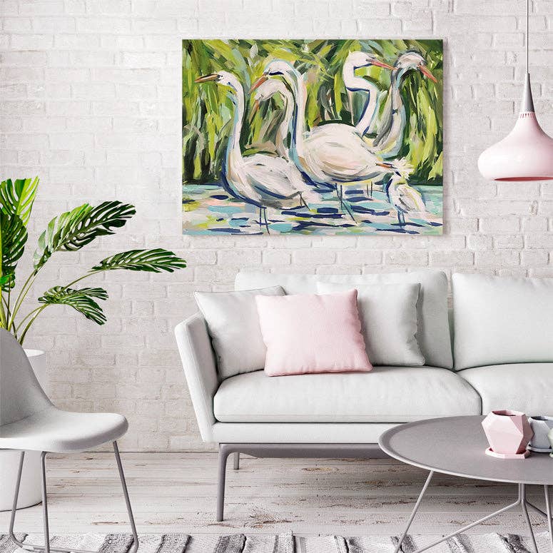 Group of Egrets Canvas: 30x24"