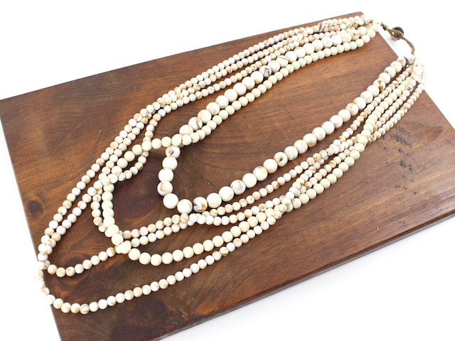 Cream Multi Strand Beaded Necklace