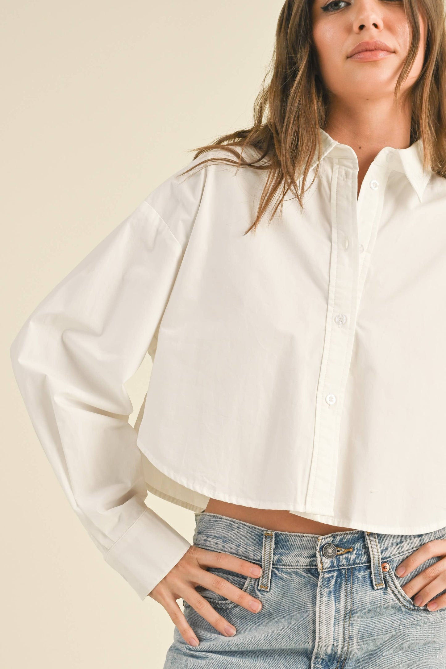 Cropped White Oxford